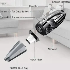 Kraftfull bärbar 120w 2200mah sladdlös handhållen dammsugare med våt och torr funktion tvättbart Hepa-filter och 5 laddningsbara