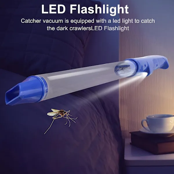 Hot Kraftfull dammsugare för insektsfångst, spindel- och insektsfångare med USB-laddningsbar blå skadedjursbekämpning, handhållen LED-ficklampa för insekter | Fyndiq