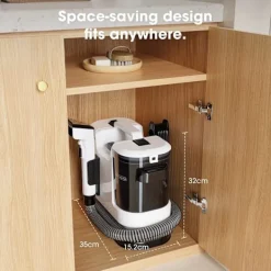 Clearance Intelligent Tech Kraftfull Matt- & Textilrengörare LBLUE V6 med 1,75L Dubbeltank, 5M Sladd, 1,7M Slang – Djuprengör Soffa, Madrass, Bil och Husdjursfläckar Svart