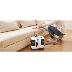 Clearance Intelligent Tech Kraftfull Matt- & Textilrengörare LBLUE V6 med 1,75L Dubbeltank, 5M Sladd, 1,7M Slang – Djuprengör Soffa, Madrass, Bil och Husdjursfläckar Svart