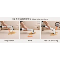 Clearance Intelligent Tech Kraftfull Matt- & Textilrengörare LBLUE V6 med 1,75L Dubbeltank, 5M Sladd, 1,7M Slang – Djuprengör Soffa, Madrass, Bil och Husdjursfläckar Svart