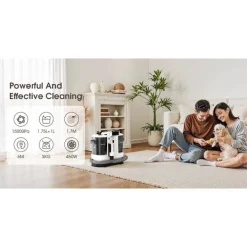 Clearance Intelligent Tech Kraftfull Matt- & Textilrengörare LBLUE V6 med 1,75L Dubbeltank, 5M Sladd, 1,7M Slang – Djuprengör Soffa, Madrass, Bil och Husdjursfläckar Svart