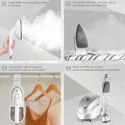 Kraftfull och mångsidig ånggenerator för hemmet, 1500W Stor stryksula, 400ml avtagbar vattentank