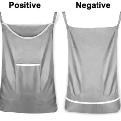 Best Kraftig Oxford-väska Tvättpåse Över dörren Tygväska med krokar för badrumsförvaring Väggskåp 75x50cm Grå