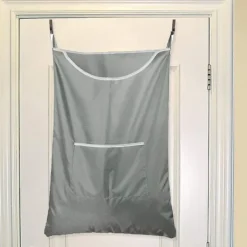 Best Kraftig Oxford-väska Tvättpåse Över dörren Tygväska med krokar för badrumsförvaring Väggskåp 75x50cm Grå