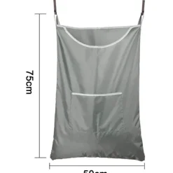 Best Kraftig Oxford-väska Tvättpåse Över dörren Tygväska med krokar för badrumsförvaring Väggskåp 75x50cm Grå