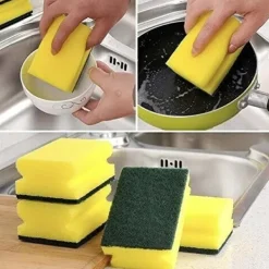 Outlet Kraftig skrubbsvamp, dubbelsidig disktrasa och rengöringssvamp för kök, badrum och hemstädning (8-pack)