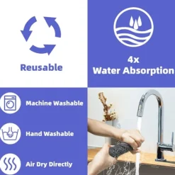 Discount ATELA Kran stänkfångare, mikrofibertyg köksblandare absorberande matta, diskbänk stänkskydd, kran matta för diskbänk, vattenabsorberande matta för kök,