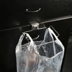 Kreativ Bakdörr Rostfri Skräppåsehållare Hängställning Hylla Förvaringskrok Kökskåp