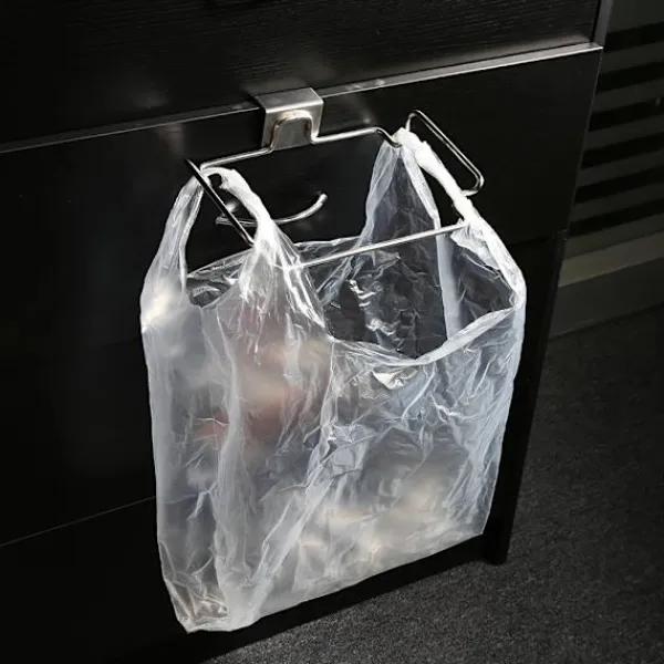 Kreativ Bakdörr Rostfri Skräppåsehållare Hängställning Hylla Förvaringskrok Kökskåp