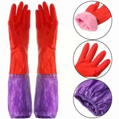 Sale KZQ -Diskhandskar plus sammetsvarma hushållshandskar vinter latex pvc handskar långa rena vattentäta hushållshandskar