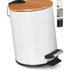Best 3l Badrumskorg | Soptunna Med Pedal Och Mjuk Stängning | Elegant Design Kosmetikkorg Med Bambublock | Svart