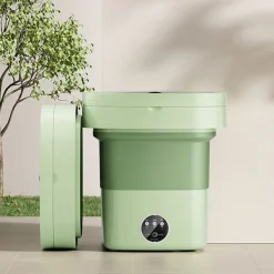 New 8L Bärbar Minitvättmaskin med UV-sterilisering, hopfällbar centrifug med dräneringskorg och avloppsslang för resor och hemmet