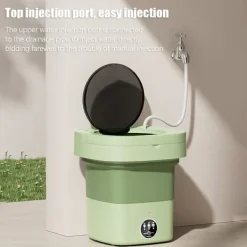 New 8L Bärbar Minitvättmaskin med UV-sterilisering, hopfällbar centrifug med dräneringskorg och avloppsslang för resor och hemmet