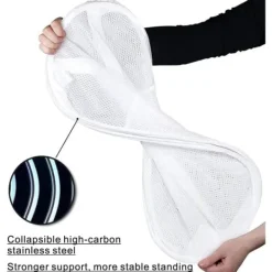 New 75L Deluxe Stark Mesh Pop-up Tvättkorg med Sidoficka för Tvättstuga, Badrum, Barnrum, Studentboende (Vit, 36x36x60cm)