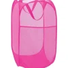 Discount 75L Deluxe Stark Mesh Pop-up Tvättkorg med Sidoficka för Tvättstuga, Badrum, Barnrum, Studentboende eller Resor Blush, 36x36x60cm