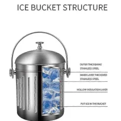 Online 3l Dubbelväggig Isolerad Ishink i Rostfritt Stål, Förtjockad, B