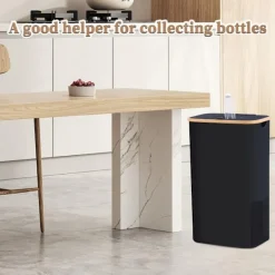 Clearance 100L/26 Gallon Insamlingskärl för inomhusbruk med innerpåse, tillverkad av rivtålig 600D Oxford-tyg, används för att samla in olika flaskor och kartonger i köket. | Fyndiq Black