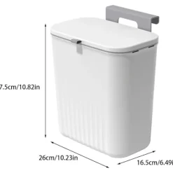 Best 9L Hängande Väggmonterad Soptunna med Lock, Köksavfallshink Komposthink, Plast Skåpdörr Avfallsbehållare[YDE] Grå