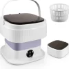 10L Mini Camping Tvättmaskin Hopfällbar - Liten Med Centrifug - Djuprengöring Underkläder, Babykläder