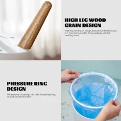 Discount LBSS 7L Papperskorg Liten Soptunnor med Lock Press-typ och Träfötter, Nordiska Avfallskärl för Badrum, Sovrum, Hushållsbruk, Kontor White