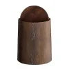 Hot 12/15L Papperskorg med Lock - Valnötsbrun Trämönstrad Badrumspapperskorg