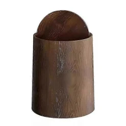 Hot 12/15L Papperskorg med Lock - Valnötsbrun Trämönstrad Badrumspapperskorg