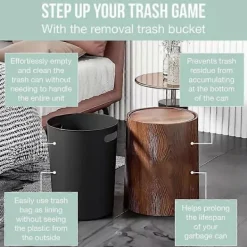 Online 12/15L Papperskorg med Lock - Valnötsbrun Trämönstrad Badrumspapperskorg 12L