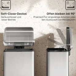 Northio 20L pedalhink med mjukstängande lock, avtagbar innerhink