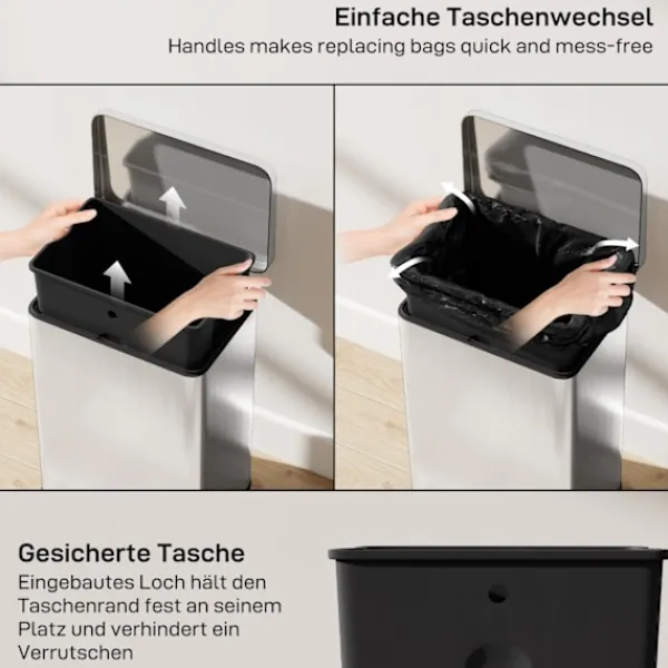 Northio 20L pedalhink med mjukstängande lock, avtagbar innerhink