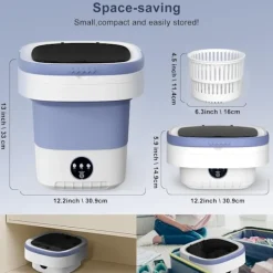 Hot 12L Portabel Tvättmaskin, 3 Djuprengöringslägen & Avtagbar. Vikbar Tvättmaskin för Lägenheter, Sovsalar