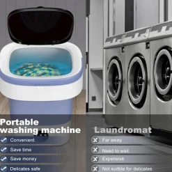 Hot 12L Portabel Tvättmaskin, 3 Djuprengöringslägen & Avtagbar. Vikbar Tvättmaskin för Lägenheter, Sovsalar