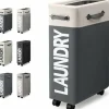 Discount 45L Smal Hopfällbar Tvättkorg med 4 Hjul Smal Vikbar Tvättkorg Rektangulär Tvättkorg för Förvaring av Kläder Hemma (Vit + Mörkgrå)/NC/
