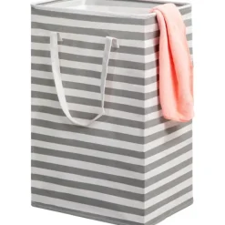 Sale 75L Stor Tvättkorg - Fristående Vattentät Tvättkorg med Förlängt Handtag - Hopfällbar Hög Tvättkorg Grå Gray