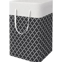 Discount 75L Stor Tvättkorg - Fristående Vattentät Tvättkorg med Förlängt Handtag - Hopfällbar Hög Tvättkorg Black