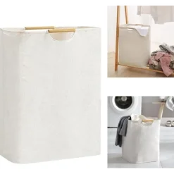 Best 60L Stor Tvättkorg Hopfällbar Tvättkasse Fristående Hög Klädkorg Hopfällbar Tvättförvaringsbehållare