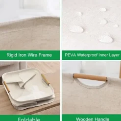 Best 60L Stor Tvättkorg Hopfällbar Tvättkasse Fristående Hög Klädkorg Hopfällbar Tvättförvaringsbehållare