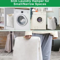Best 60L Stor Tvättkorg Hopfällbar Tvättkasse Fristående Hög Klädkorg Hopfällbar Tvättförvaringsbehållare