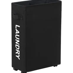 Best /#/44L Tvättkorg med hjul Smal hopfällbar tvättkorgar Smutstvättpåse Smal tvättkorg med hjul(Svart)/#/