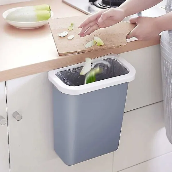 Online 10L Väggmonterad papperskorg för bil hem kontor kök burk (grå)