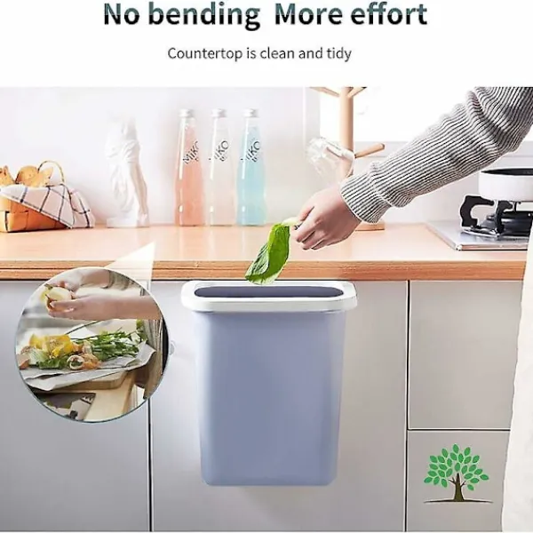 Online 10L Väggmonterad papperskorg för bil hem kontor kök burk (grå)