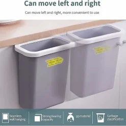 Online 10L Väggmonterad papperskorg för bil hem kontor kök burk (grå)