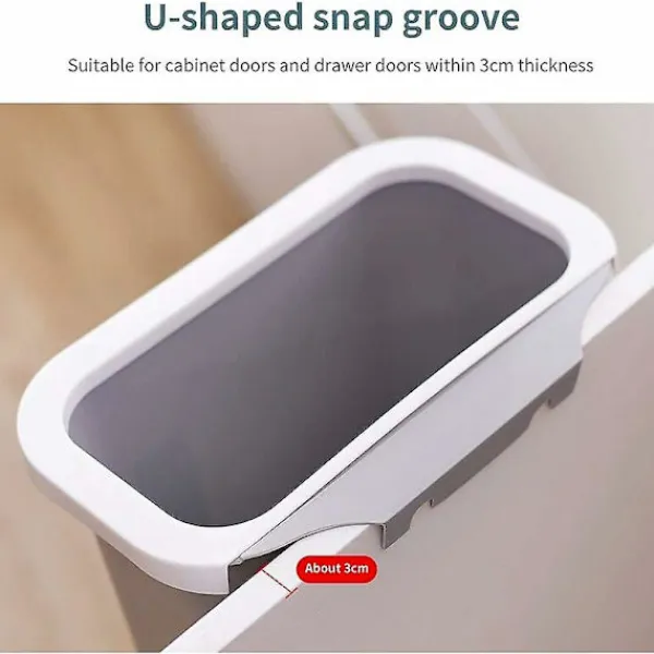 Online 10L Väggmonterad papperskorg för bil hem kontor kök burk (grå)