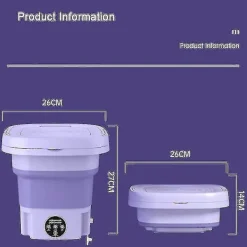 Sale 8l Vikbar Tvätmaskin Bärbar Strumpa Och Underkläder Infällbar Hushålls Tvätmaskin 3 Modeller Med Snurr TorkningBY UK Purple