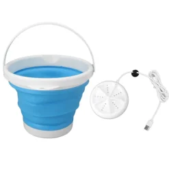 Sale 5L Vikbar Tvättmaskin Ultraljud Vibration Framåt Bakåt USB Vikbar Bricka för Hem Blå