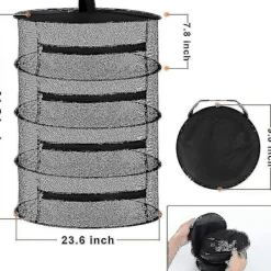 Online 4-lagers hängande torknät för örter med dragkedjor, svart [HhhhS][D]