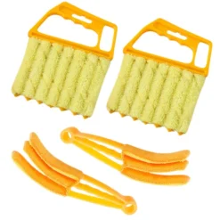 Lamellgardin rengöringsborste, avtagbar konditioneringsutlopp minirengöringsborste 4-pack köksredskap och prylar(Gul)