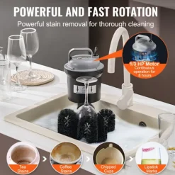 Hot DUOKU Lave-verres Elektrisk Kommersiell--Rengjøringsmaskin med 5 Børster-1200 Kopper/Time-for Vin Glass