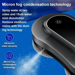 New LIECTROUX Fönsterputningsrobot YW810 - APP-kontroll - Dubbel sprutning - 10 Tvättlappar Svart