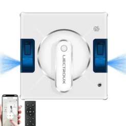 New LIECTROUX Fönsterputsrobot YW509 – Spray med 4 munstycken / 3 riktningar – 100mL tank – 3000Pa – APP – Trippelsäkerhet Vit